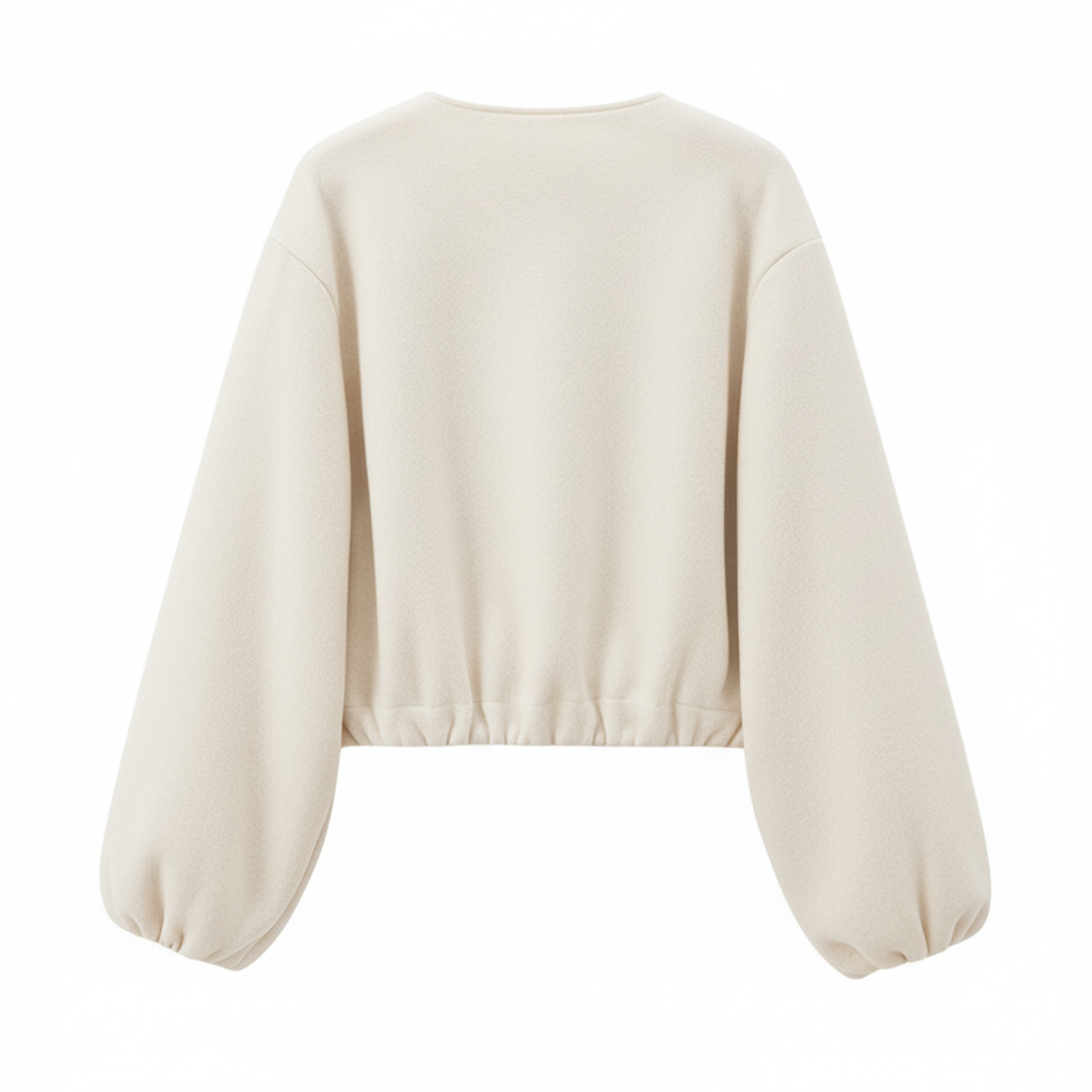 Cropped Faux Wool Bomber Jacket