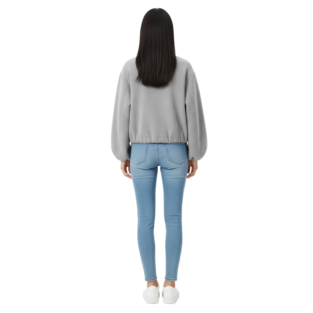 Cropped Faux Wool Bomber Jacket
