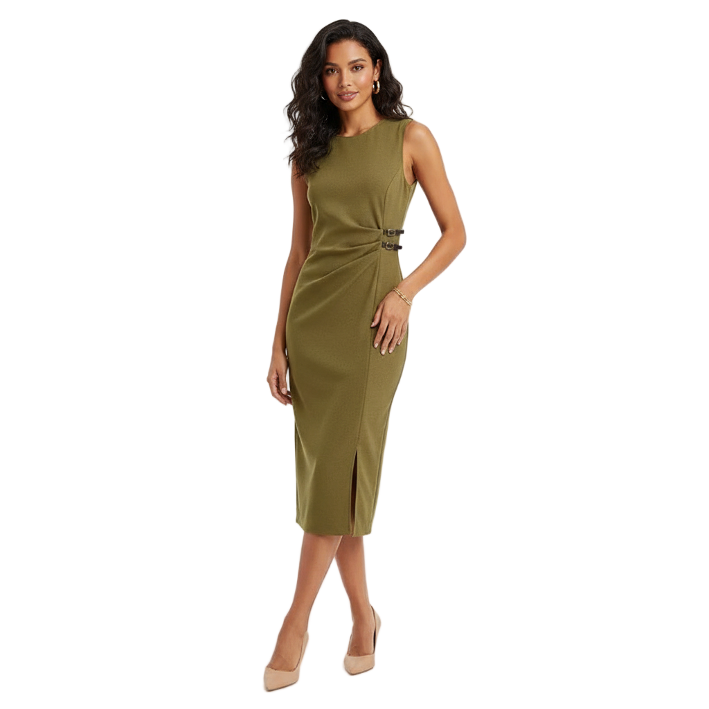 Olive Buckle Dress