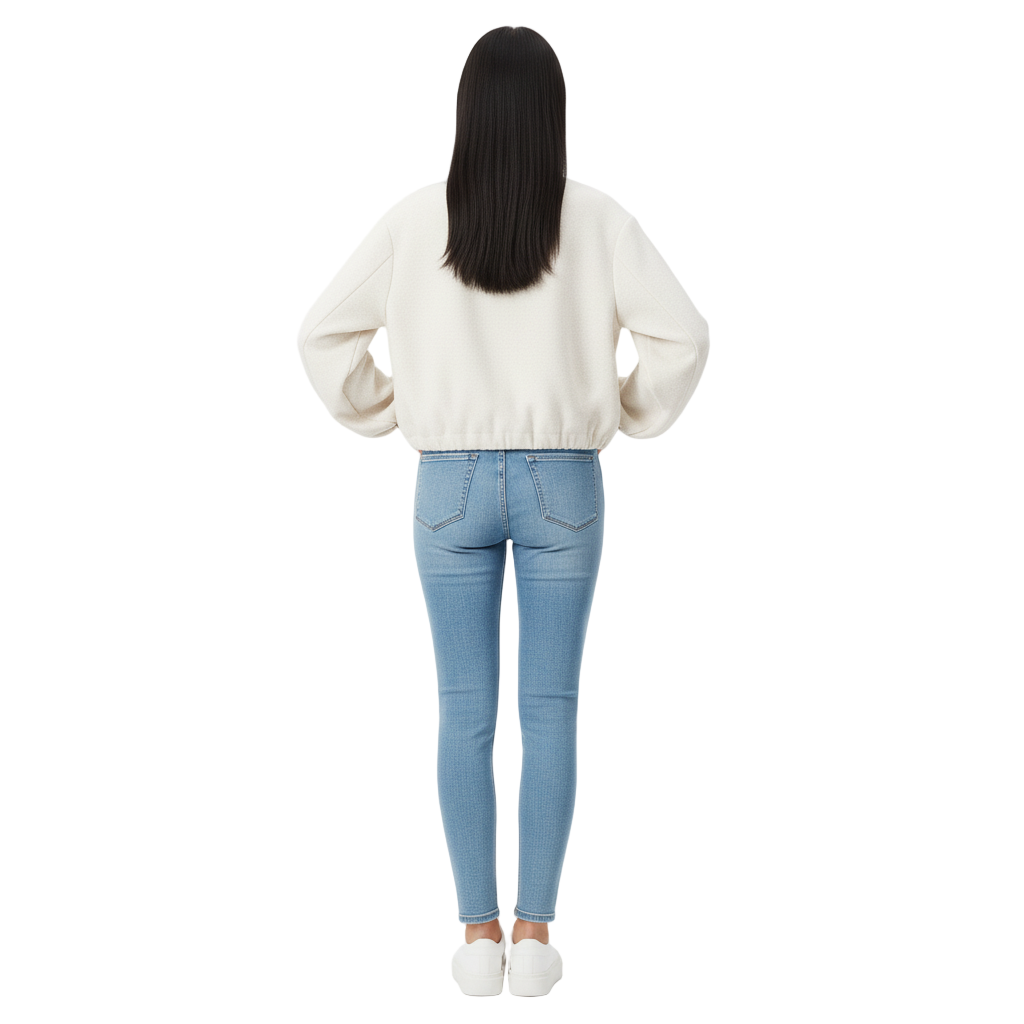 Cropped Faux Wool Bomber Jacket