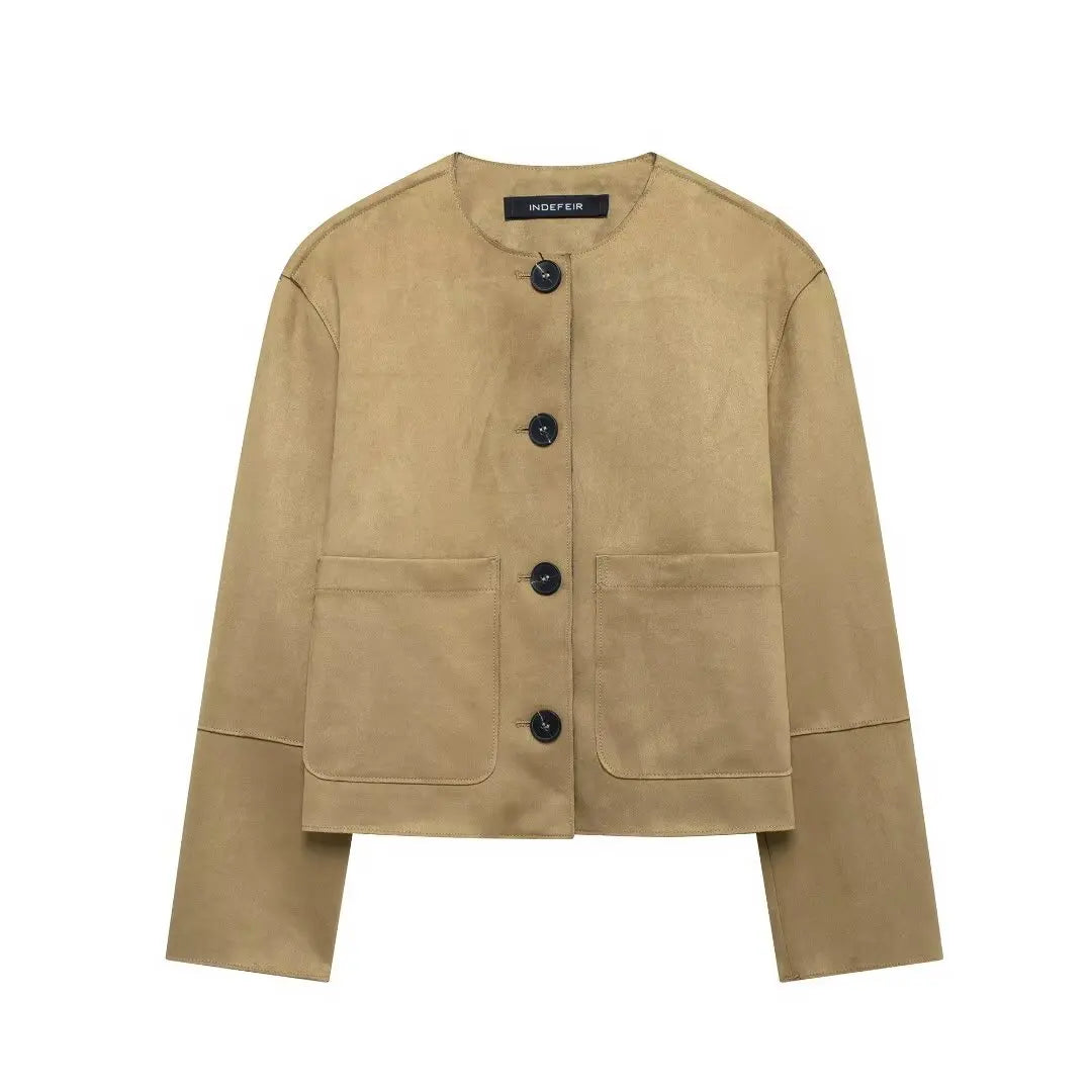 Suede Button-Up Jacket