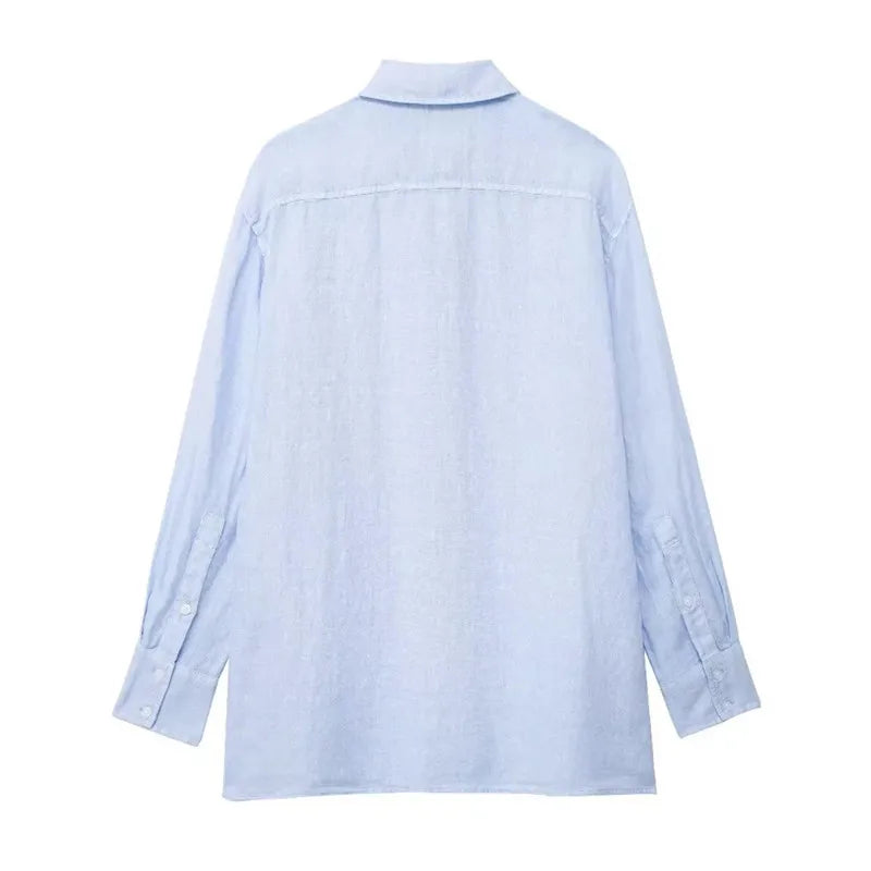 Blue Fashion Long Sleeve Blouse