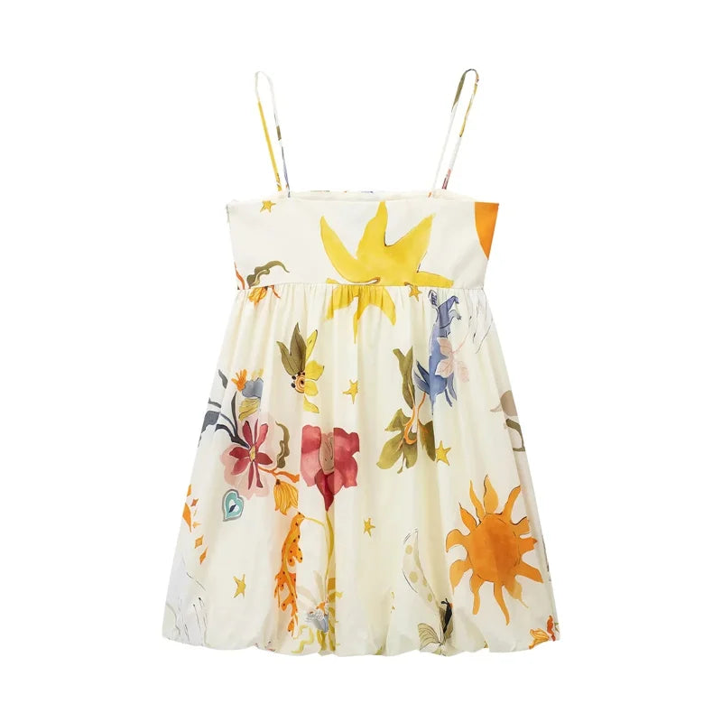 Spaghetti-strap sun and moon dress