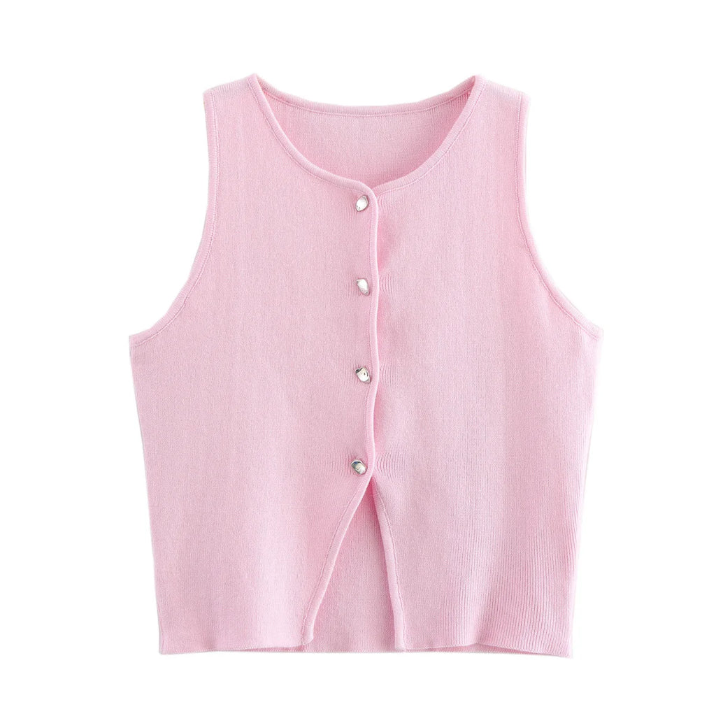 Buttoned Sleeveless Top