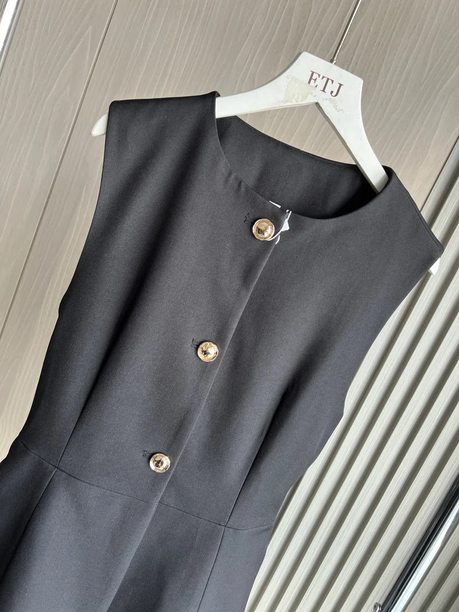 Long Belted Waistcoat Traf 2024 Fall/Winter New Arrival Fashionable Round Neck Sleeveless Vest Top for Women 9300525