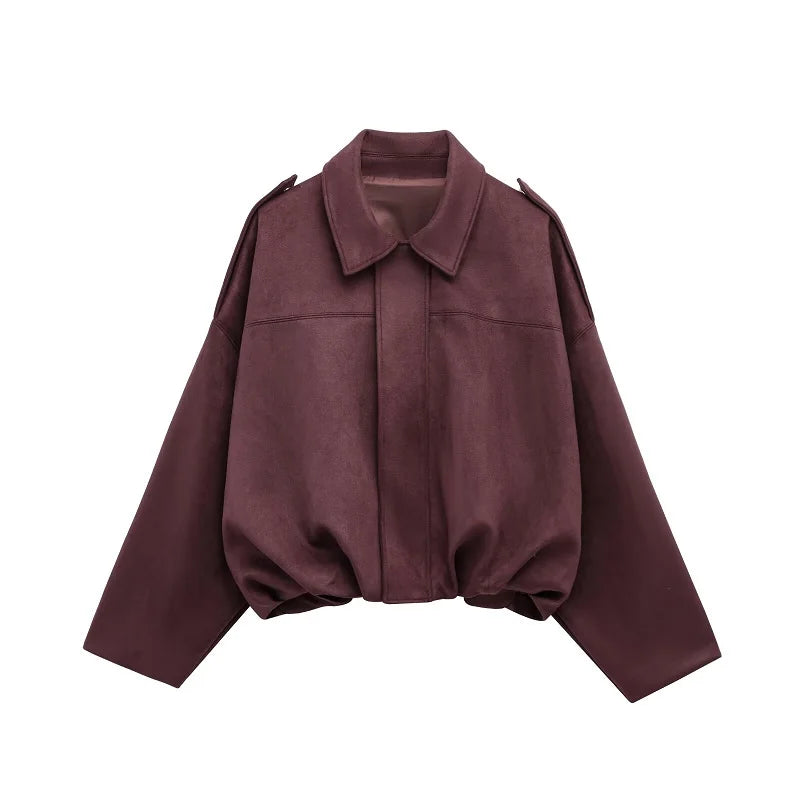 Suede-Effect Bomber Jacket