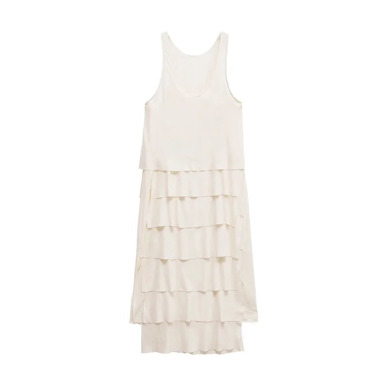 ETJ 2025 TRAF summer new product minimalist design sense temperament gentle droop sense vest dress cake dress