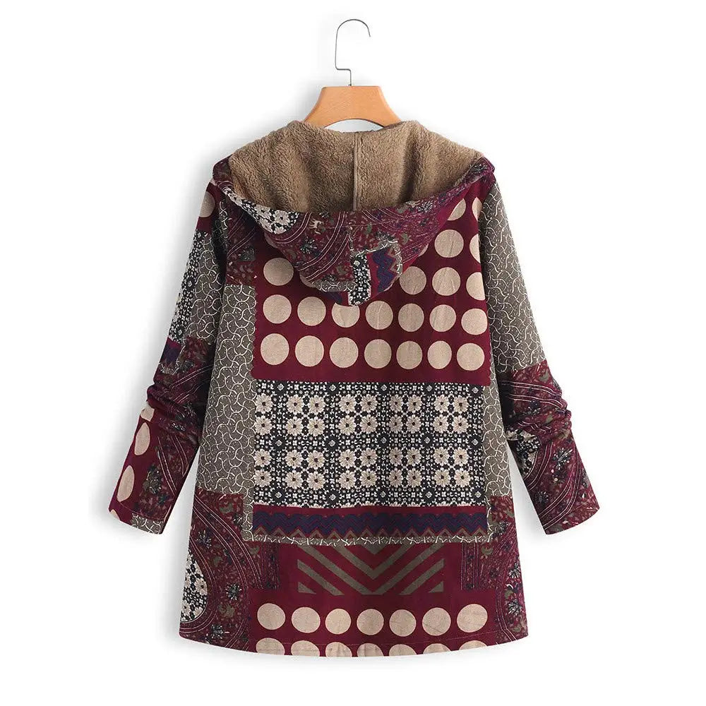 Ethnic Long Sleeve Hooded Jacket