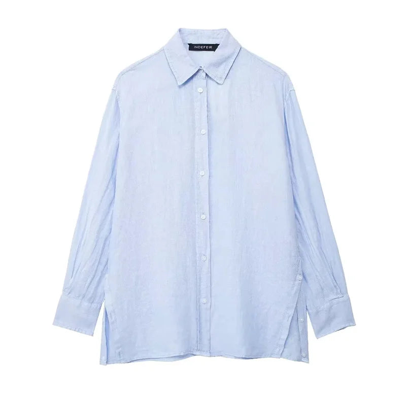 Blue Fashion Long Sleeve Blouse