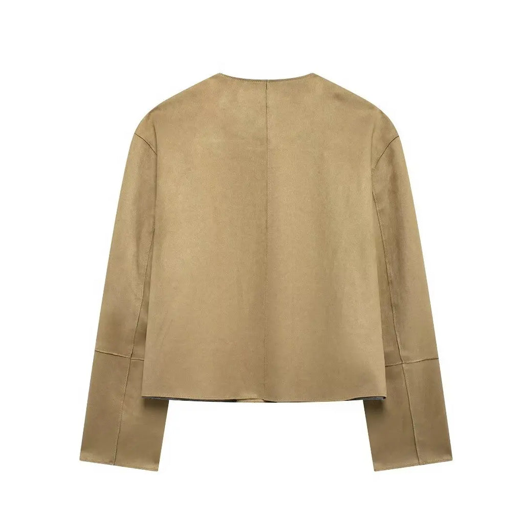 Suede Button-Up Jacket