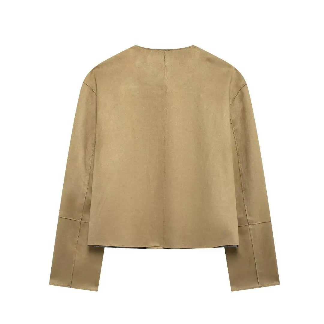 Suede Button-Up Jacket