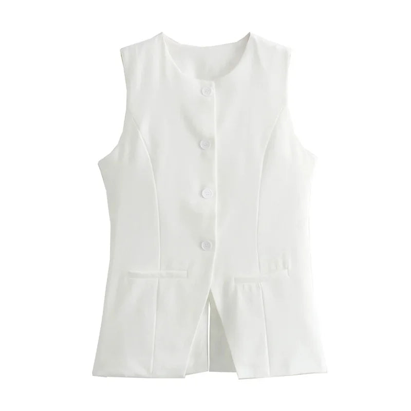 Sleeveless Button Vest