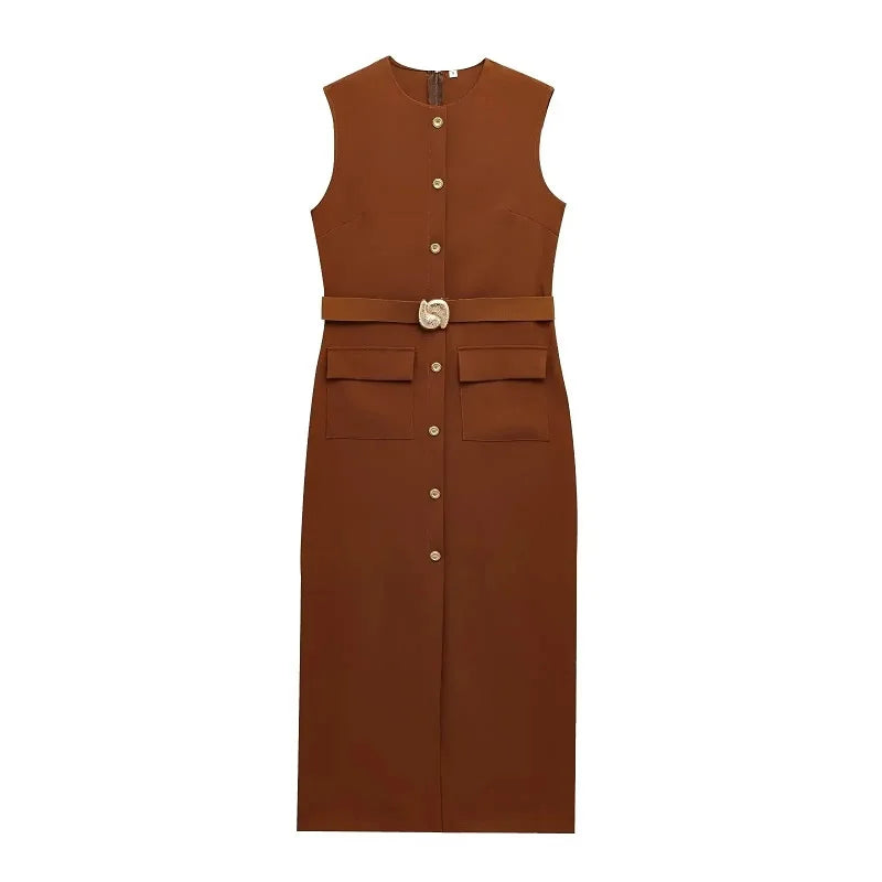Mayfair Gold Button Dress
