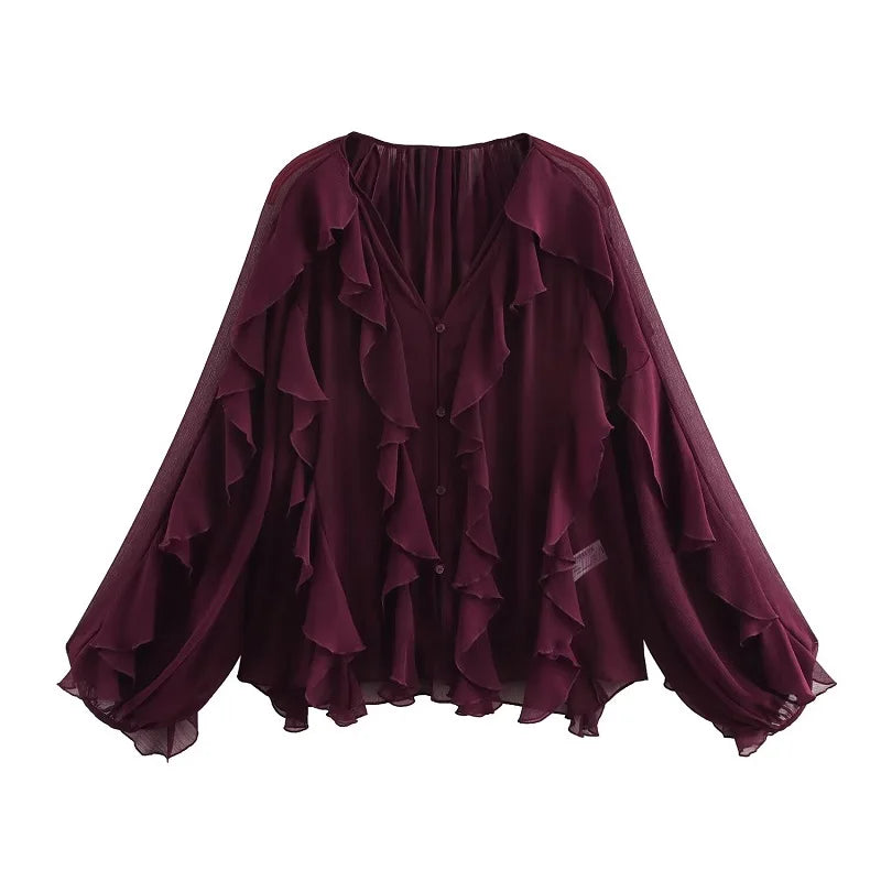 Semi Sheer Casual Blouse