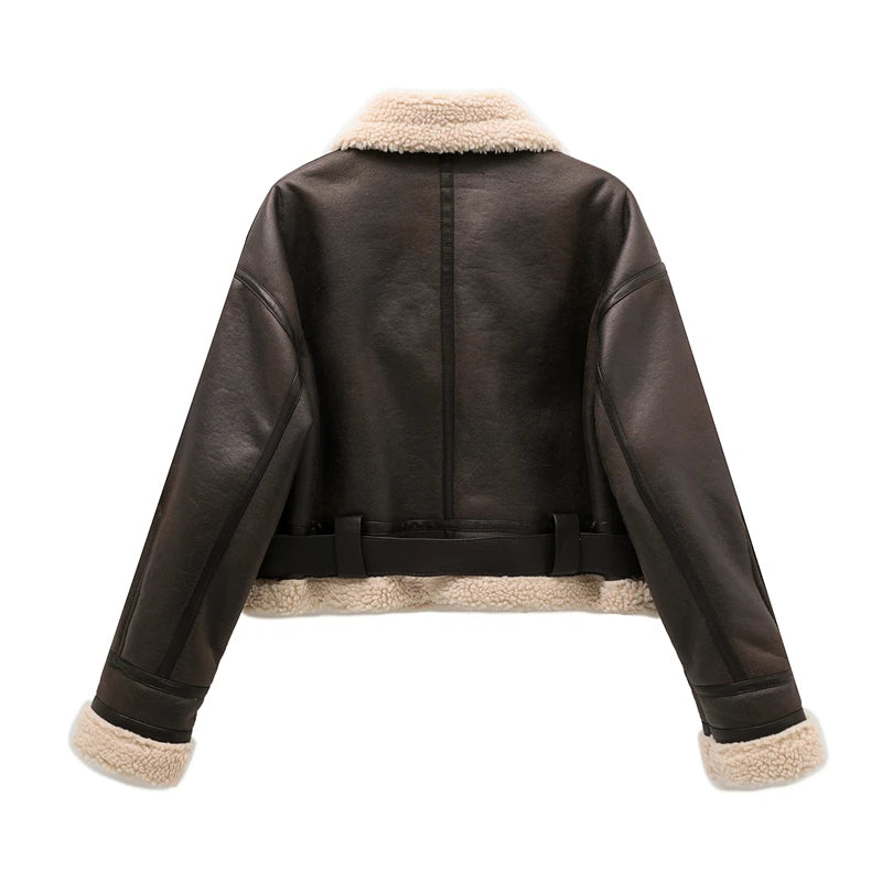 Vintage Faux Leather Aviator Jacket