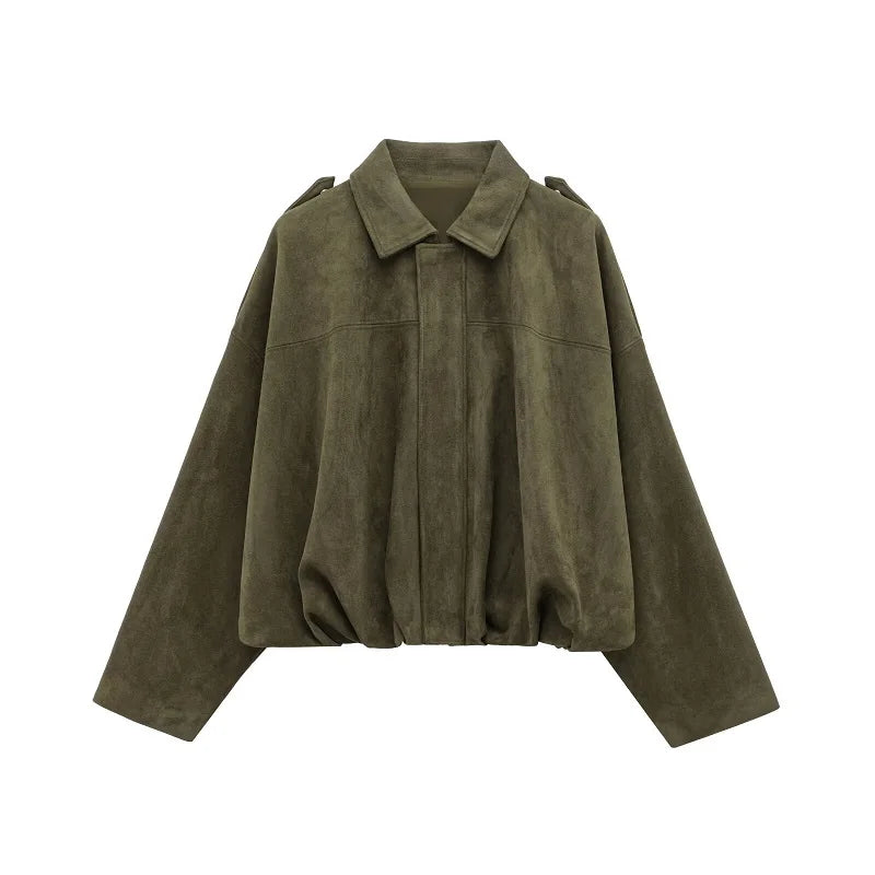 Suede-Effect Bomber Jacket
