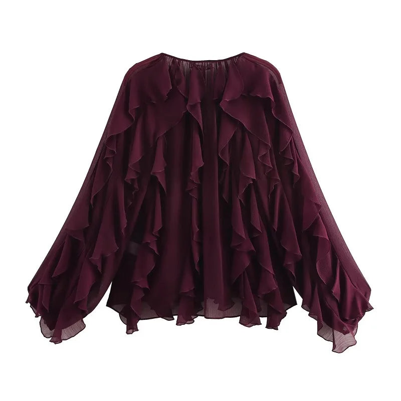 Semi Sheer Casual Blouse