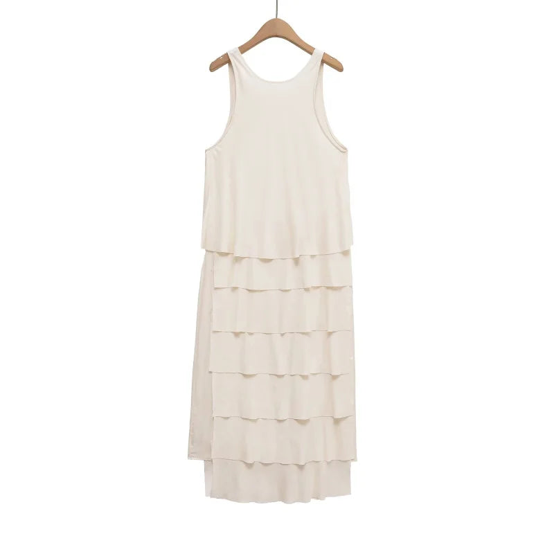 ETJ 2025 TRAF summer new product minimalist design sense temperament gentle droop sense vest dress cake dress