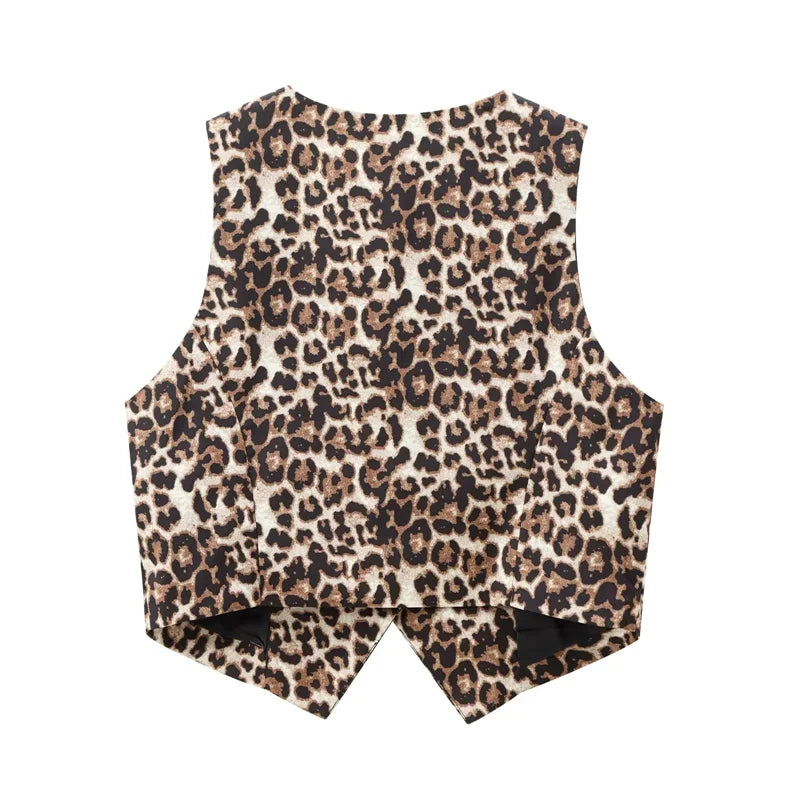 Leopard Cropped Vest