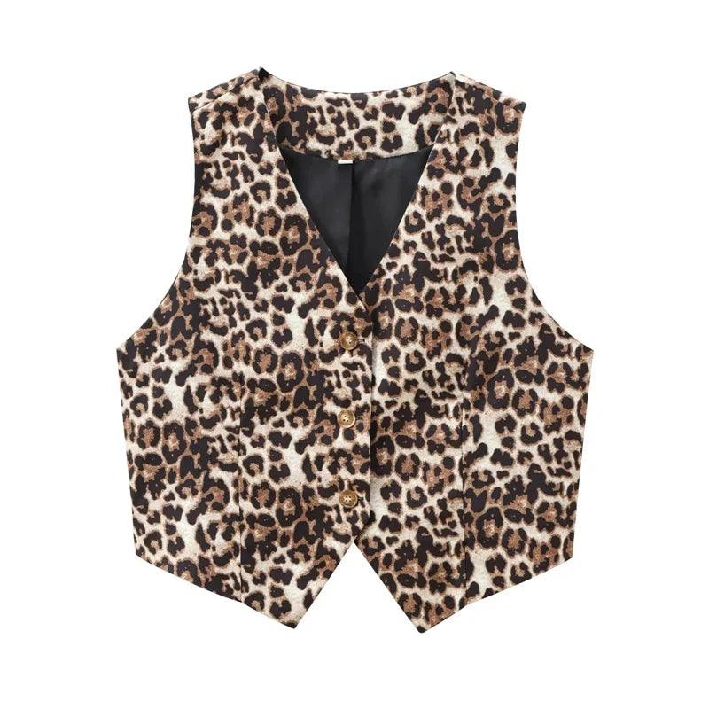 Leopard Cropped Vest