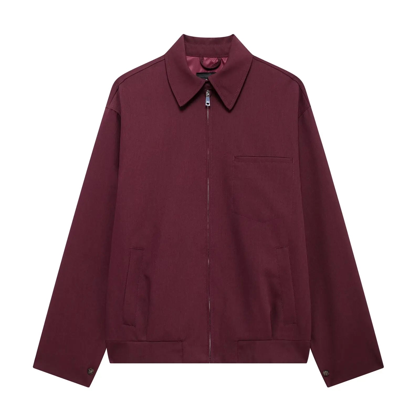 Classic Collared Jacket – Burgundy