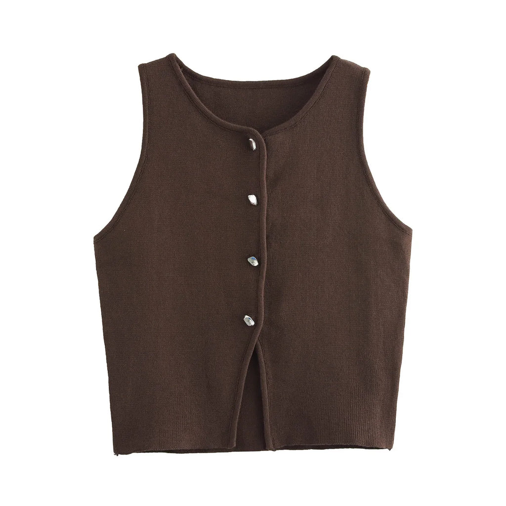 Buttoned Sleeveless Top