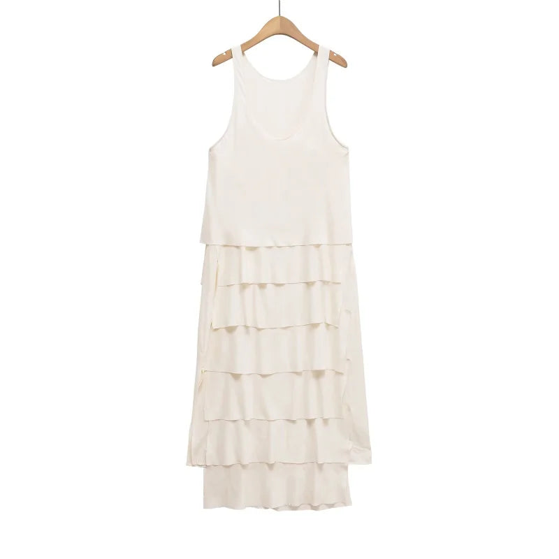 ETJ 2025 TRAF summer new product minimalist design sense temperament gentle droop sense vest dress cake dress