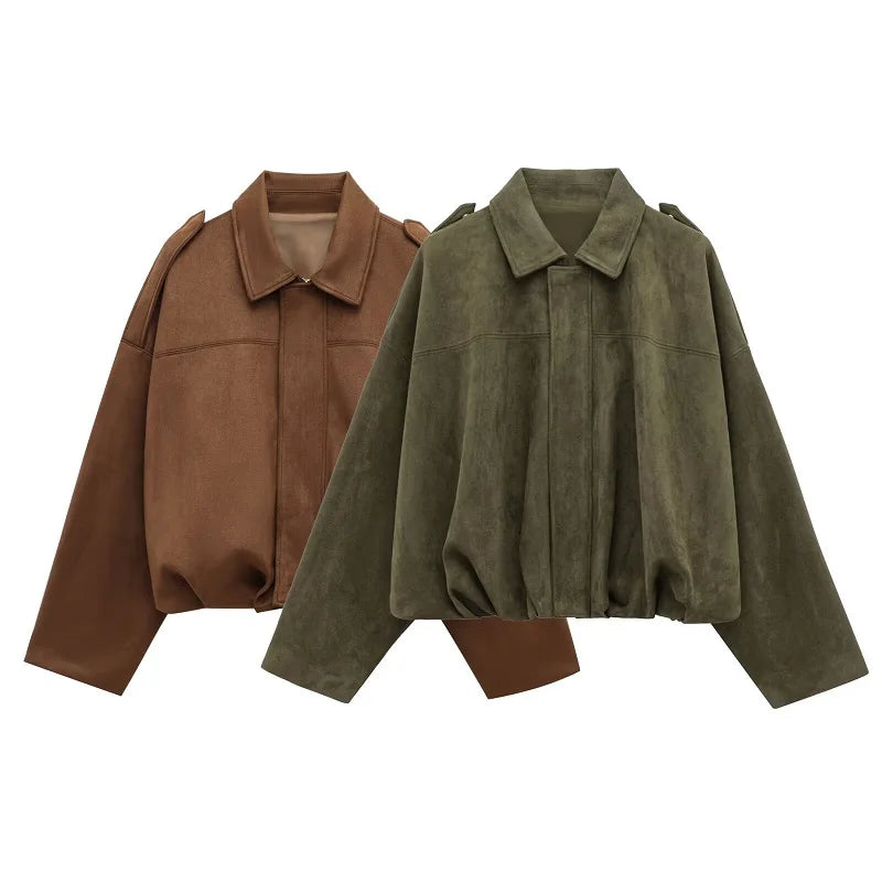 Suede-Effect Bomber Jacket
