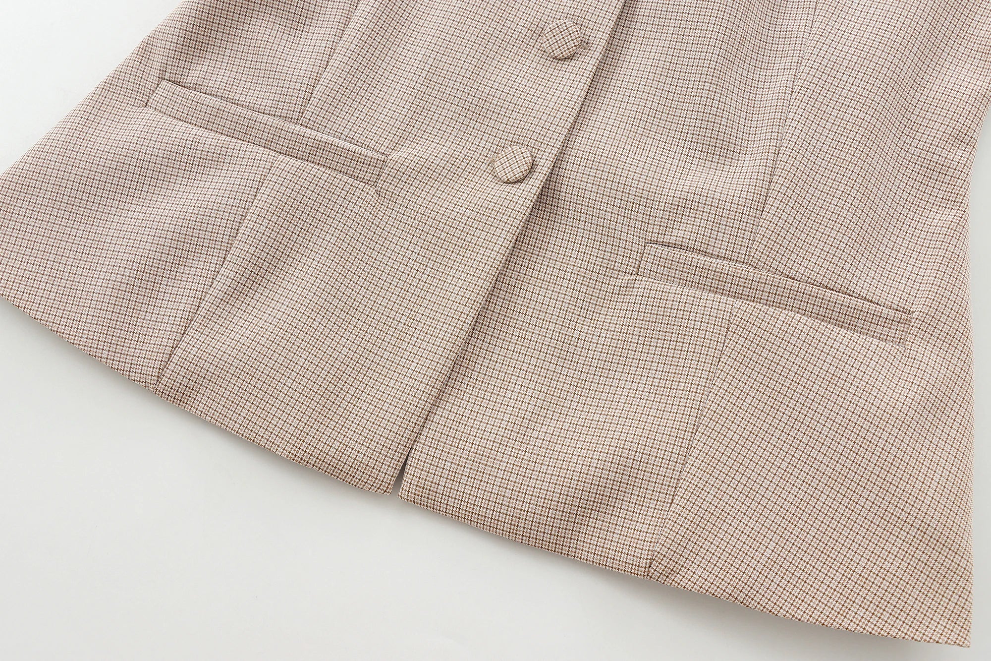 Plaid Sleeveless Office Button Vests