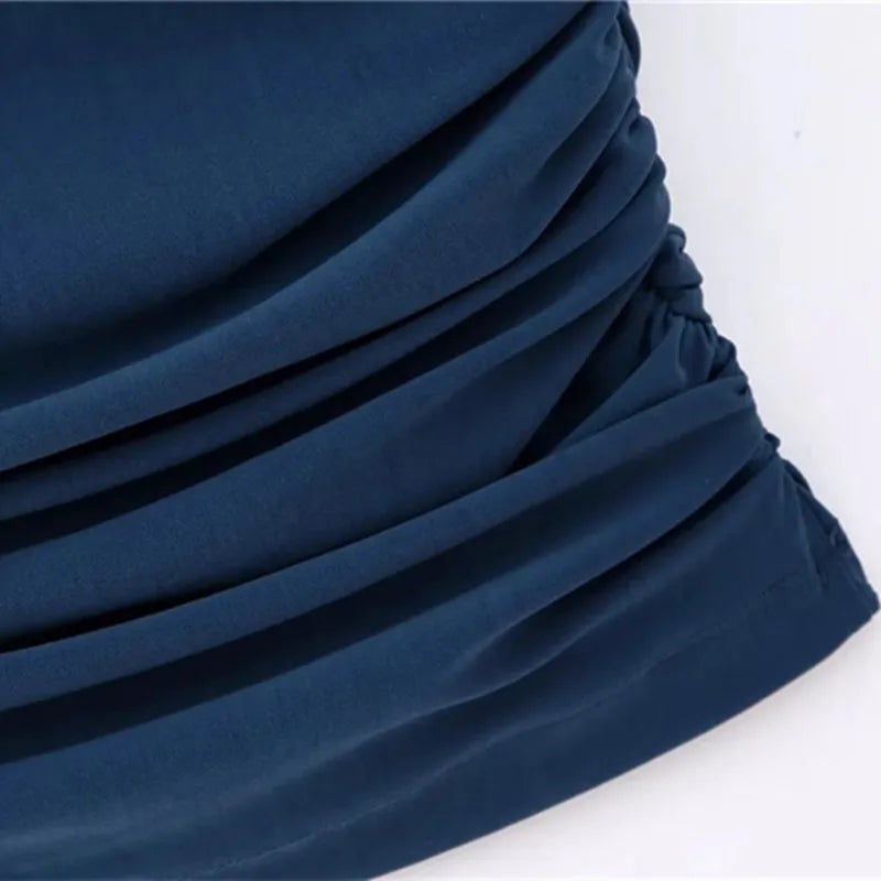 MUJER Pleated Crop Top Women Off houlder Ruched Top Female Sexy Sleeveless Tops for Woman Fashion Streetwear Asymmetric Tops