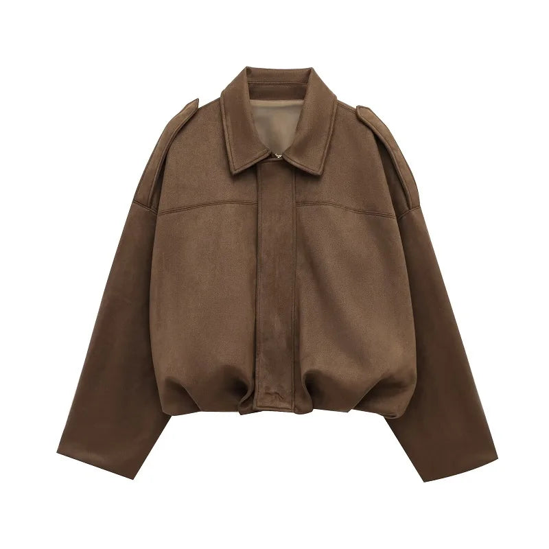 Suede-Effect Bomber Jacket