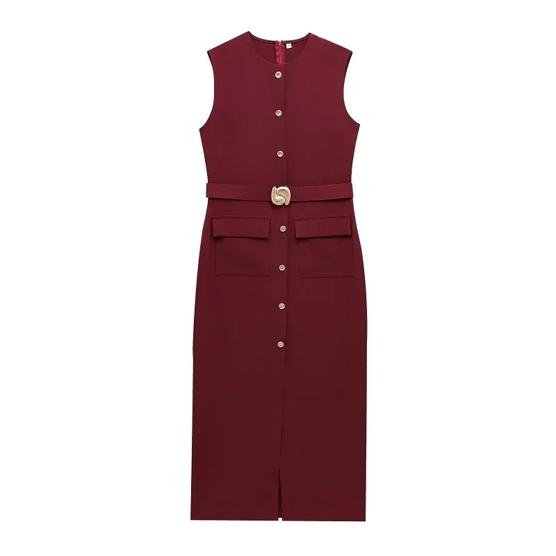 Mayfair Gold Button Dress