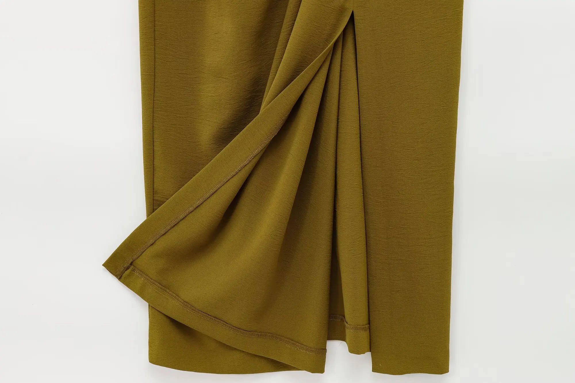 ETJ 2025 TRAF Women's New dress Fashion elegant pleated embellished round neck sleeveless slit MIDI dress