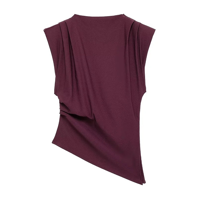 Asymmetrical Draped Sleeveless Top