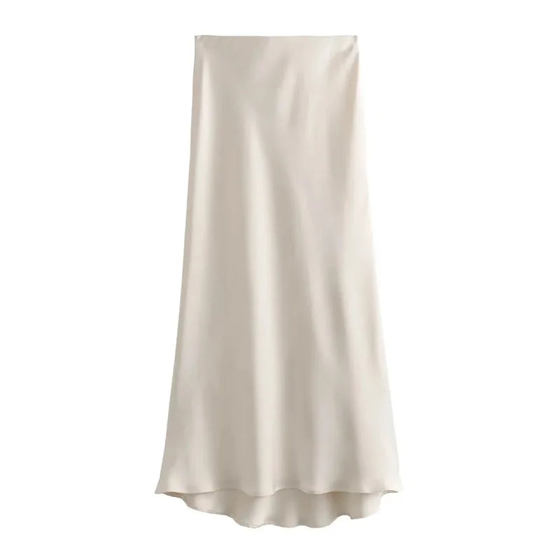 High Waist Satin Skirt