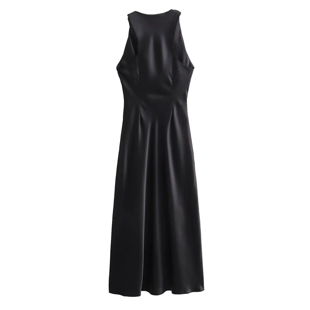 Satin Ruched Long Dress