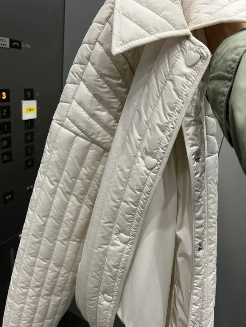 ETJ 2025 TRAF Women's fashion elegant heart breasted decorative quilted light cotton jacket loose version jacket