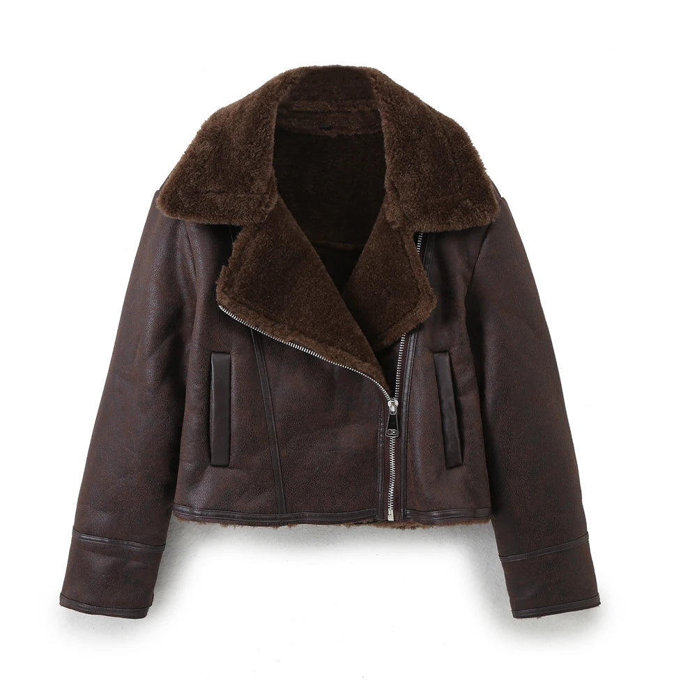 Faux Leather Aviator Jacket