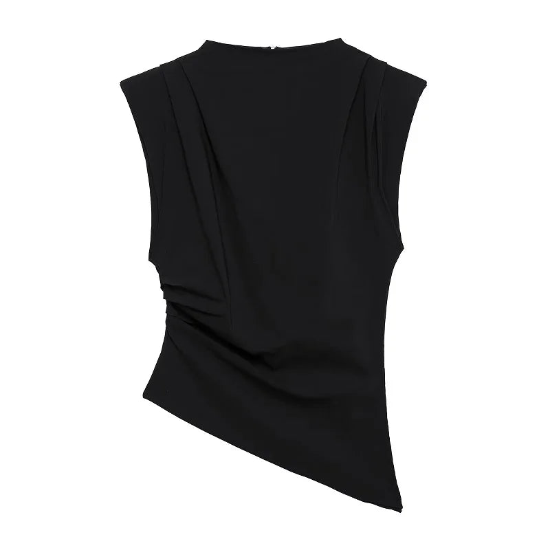 Asymmetrical Draped Sleeveless Top