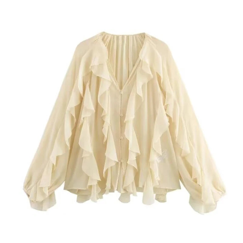 Semi Sheer Casual Blouse