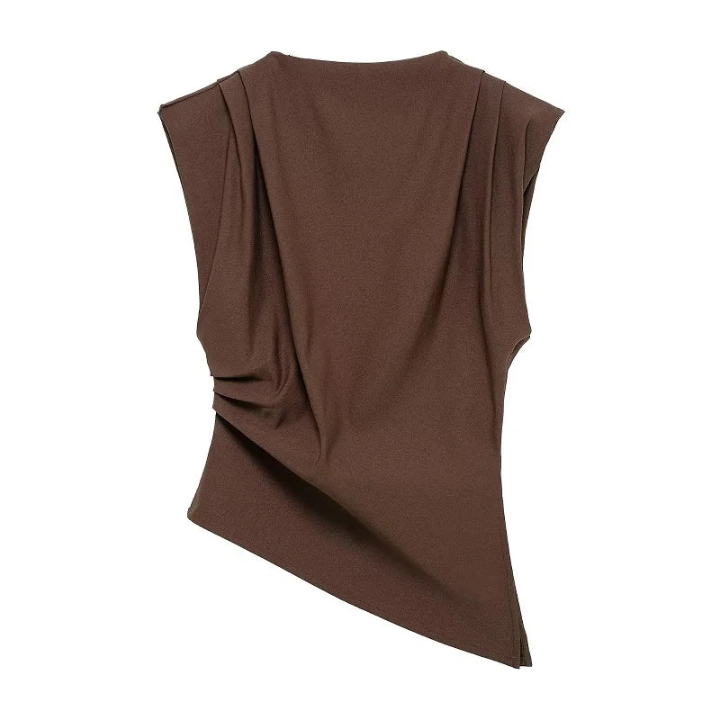 Asymmetrical Draped Sleeveless Top